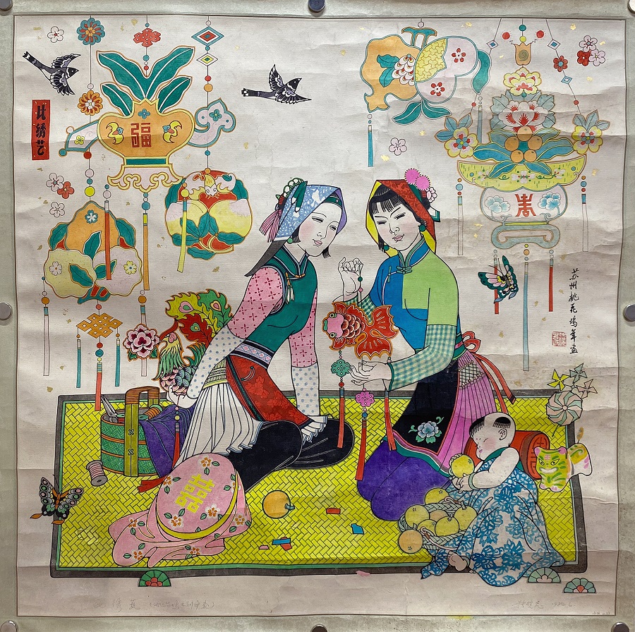 17木刻年画 《比绣艺》张晓飞 70×71（cm）.JPG