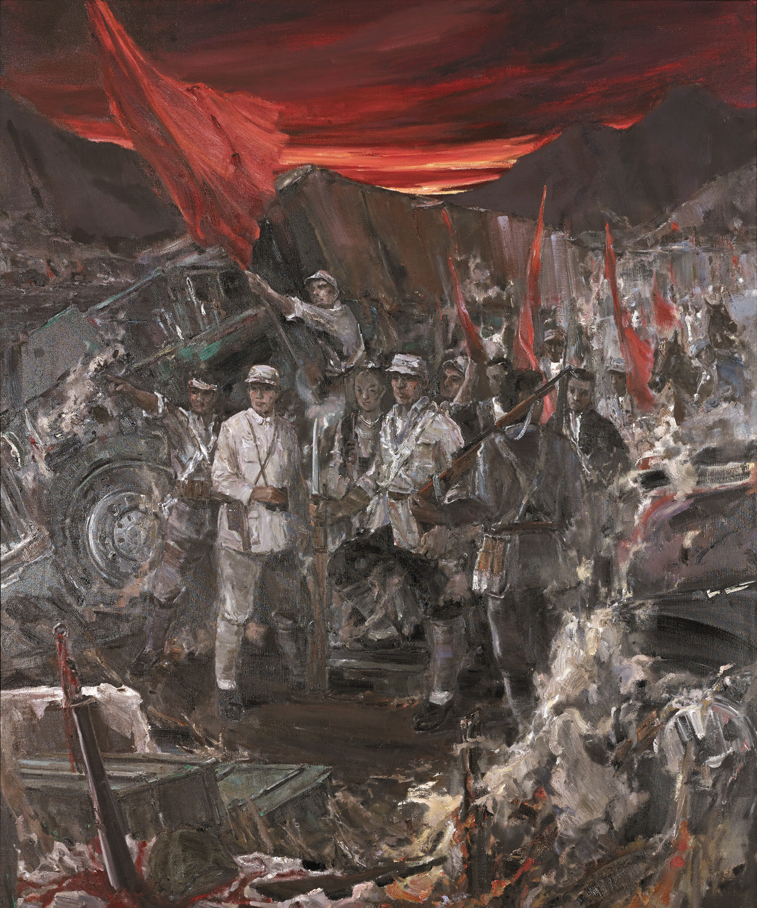 朱鹏举 王治 陈权 韦岗战获 油画 204cm×170cm 2021百年江苏261289.jpg