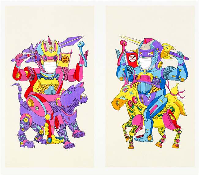 24《新门神之众志成城》(年画)98cmx85cm(作者姚永强)