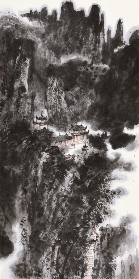 鞠志文-黔山雨后-136cm×68cm-2016年.jpg
