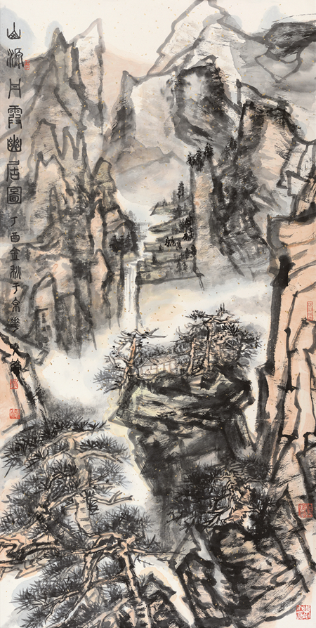 李晓婷-山源丹霞幽居图-136cm×68cm-2017年.jpg