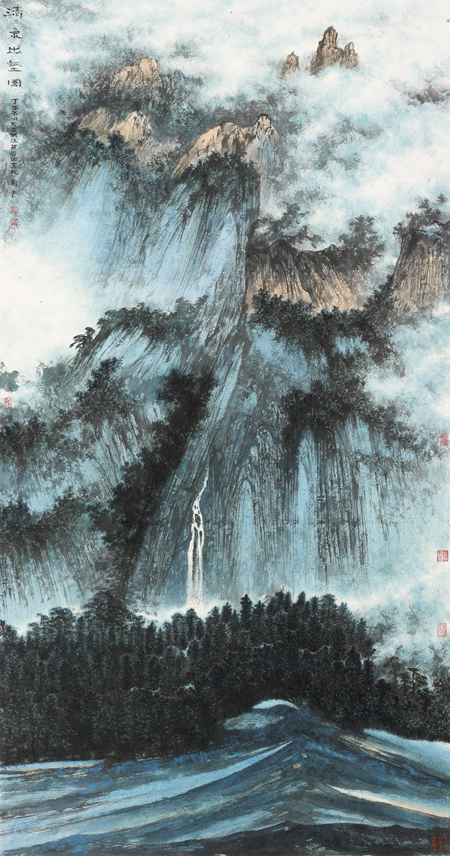 刘云-清泉出壑图-182cm×95cm-2017年.jpg