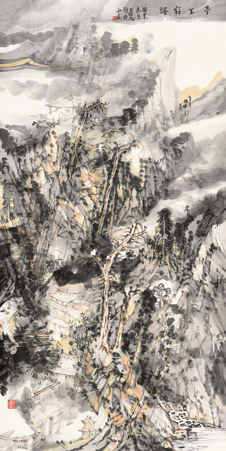 王保安-亭下窃语-136cm×68cm-2017年.jpg