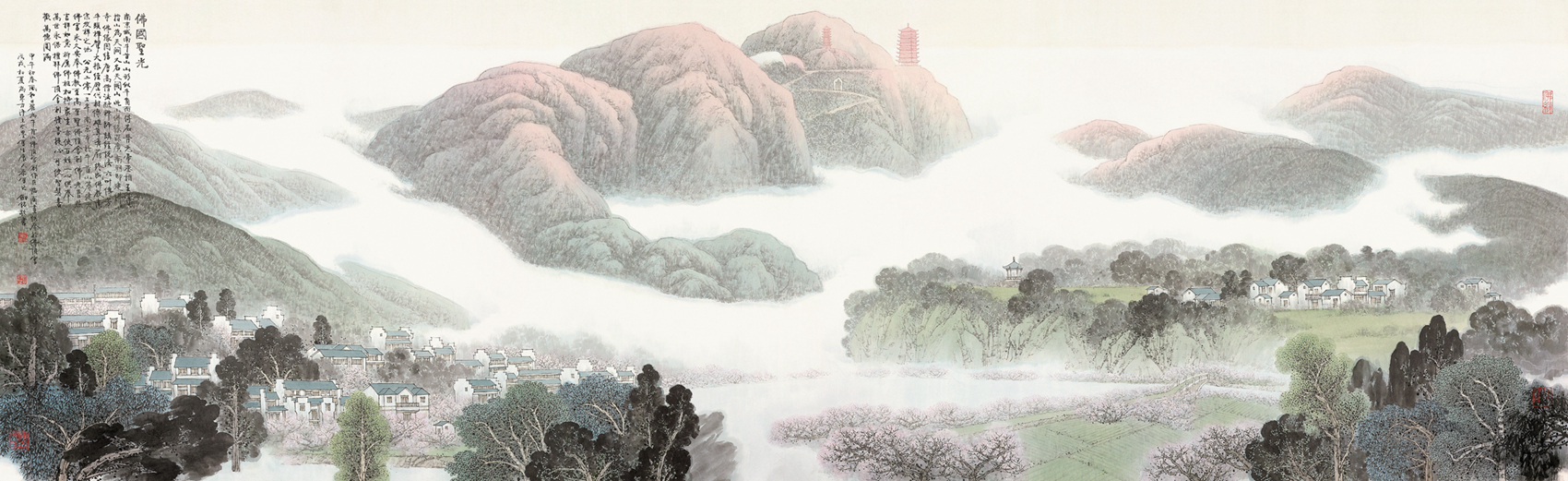 秦剑铭-佛国圣光——南京牛首山佛顶宫-145cm×474cm-2014年.jpg