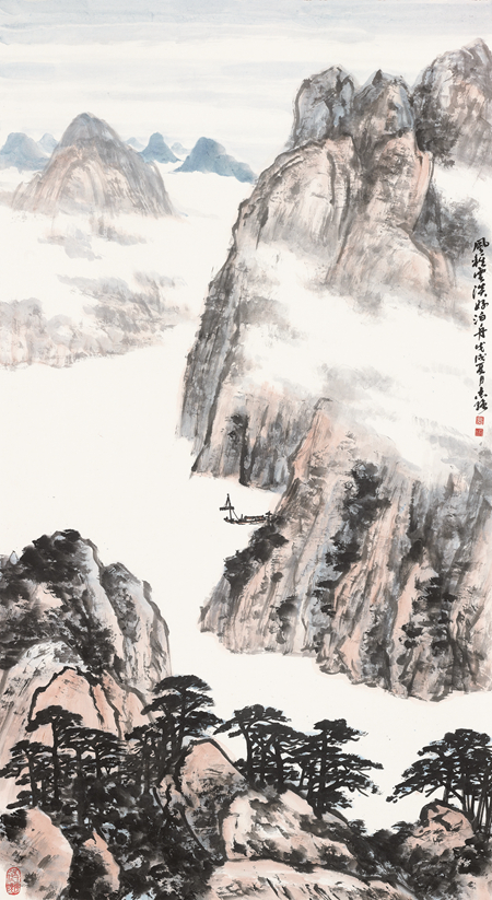 覃志强-风轻云淡好泊舟-181cm×97cm-2018年 189521.jpg