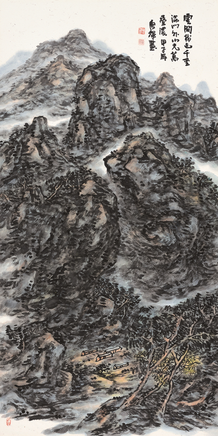唐　辉-云间树色-68cm×136cm-2014年.jpg