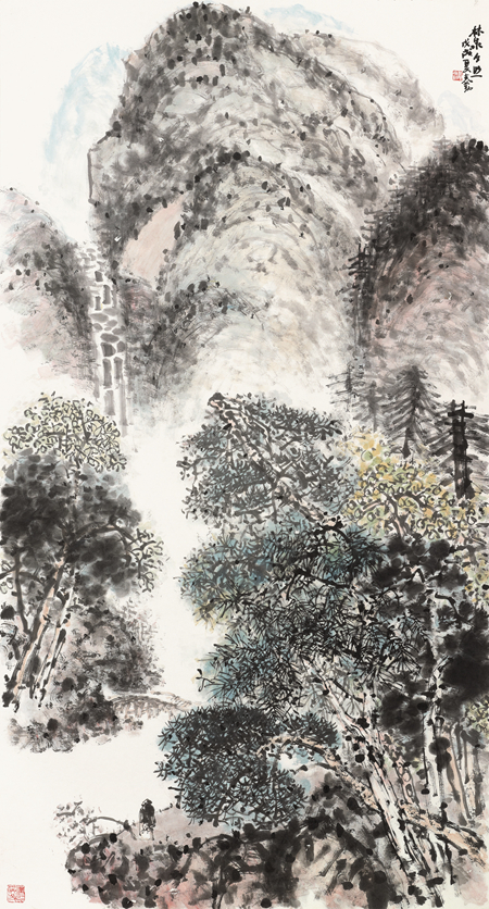 严克勤-林泉夕照-180cm×97cm-2018年 189883.jpg