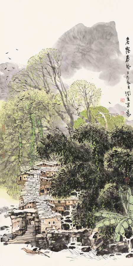 张润生-老寨春风-136cm×68cm-2017年.jpg
