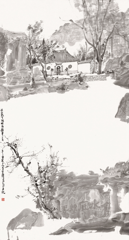 周京新-天池山寂鉴寺写生-180cm×98cm-2017年.jpg