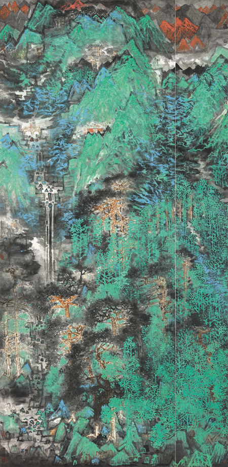 周石峰-春山拔翠-180cm×97cm-2018年 189357.jpg