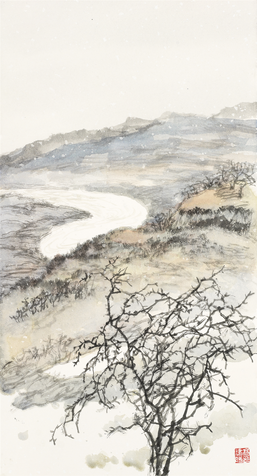 高建胜 陕北写生系列1 2018年 纸本水墨 50cm×27cm.jpg