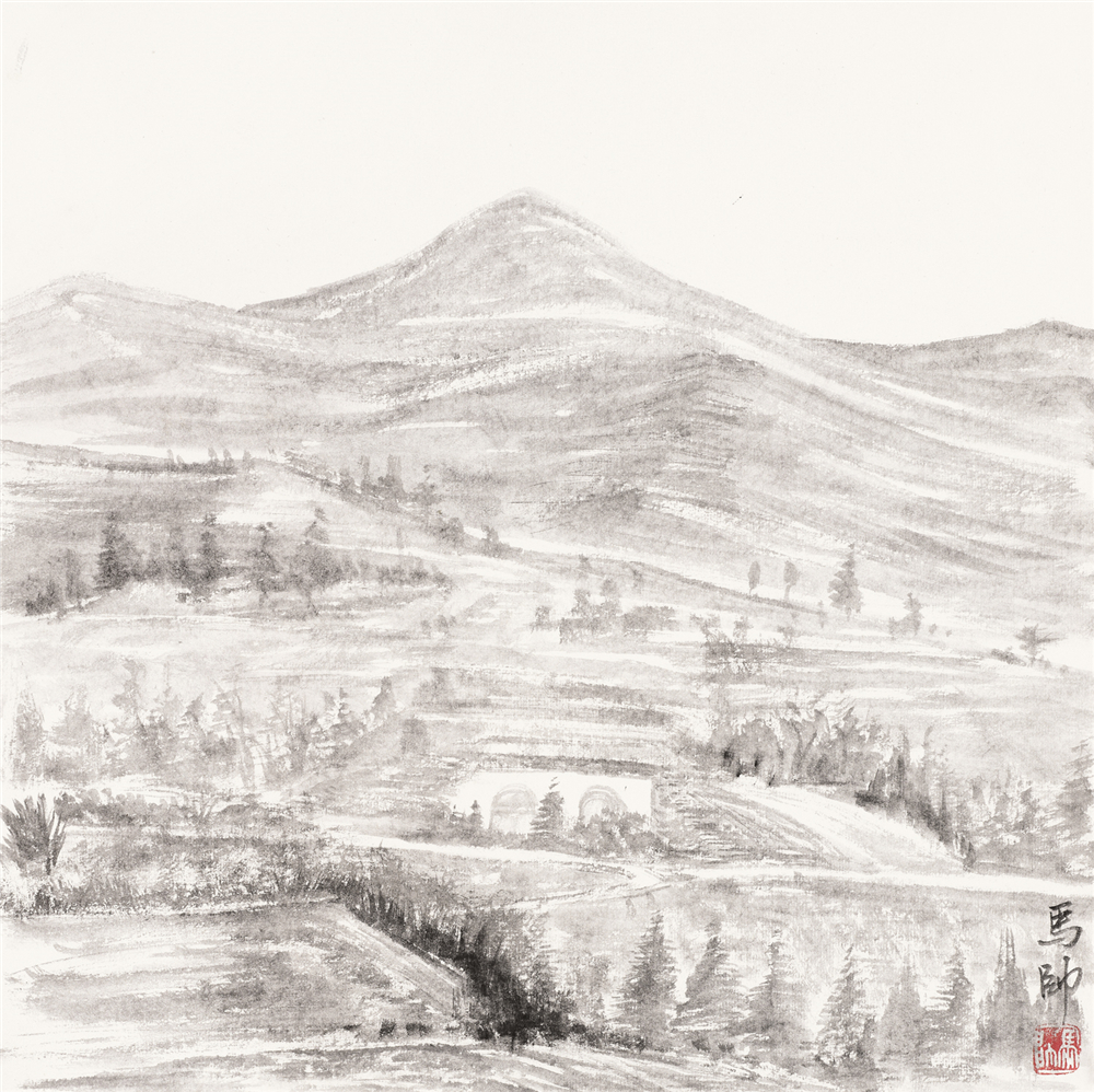 马帅？黄土高坡写生5？2018年？纸本水墨？38cm×38cm.jpg