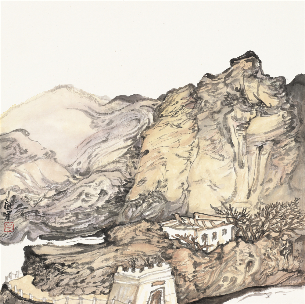 王顾宇？《黄土高坡系列三》？2018年？纸本水墨？33.5cm×33.5cm.jpg