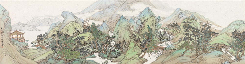 王顾宇？云溪仙山图？2018年？纸本水墨？50cm×180cm.jpg