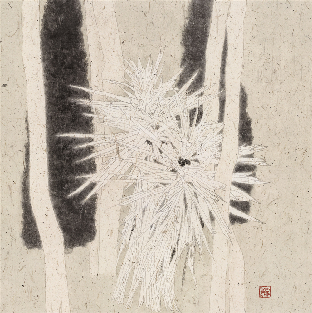 杨瀞？《公园风景之二》？2017年？纸本水墨？40cm×40cm.jpg