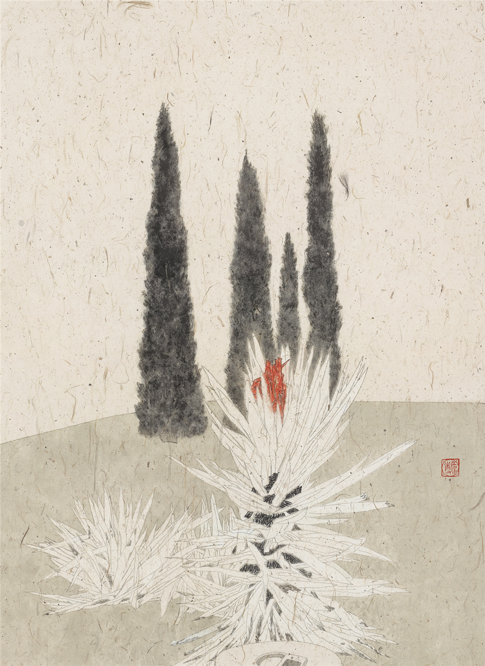 杨瀞？《公园风景之三》？2017年？纸本水墨？55cm×40cm.jpg