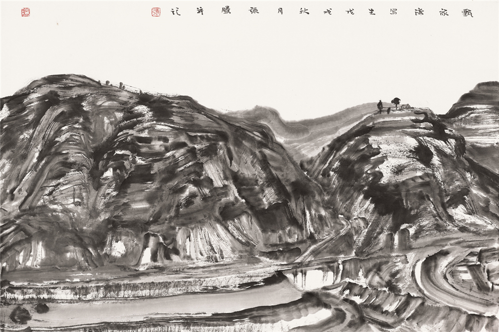 张腾 陕北写生一 2018年 纸本水墨 46cm×69cm.jpg