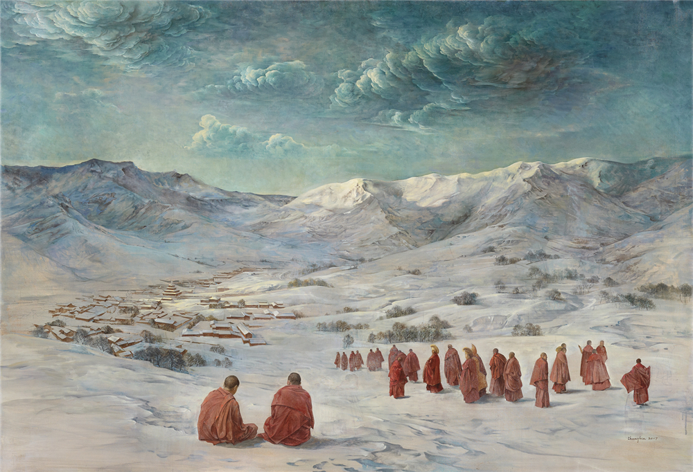 章犇 郎木寺的早晨 2017年 布面油画 110cm×160cm.jpg