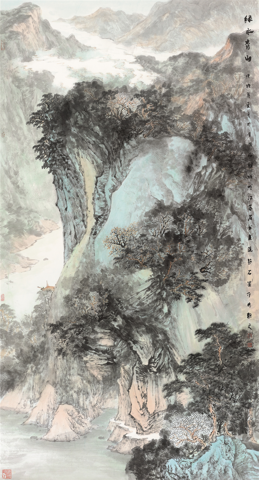 赵名釜 绿水青山 2018年 纸本水墨 180cm×97cm.jpg