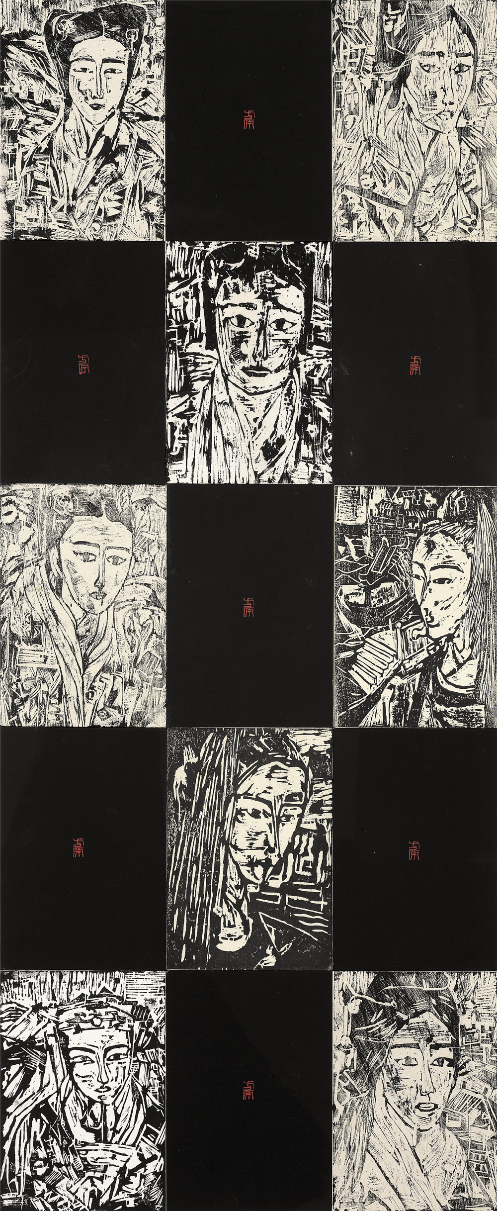 2018·百家金陵-版-001-汉女 黑白木刻 148cm×68cm 方原（江苏）.jpg