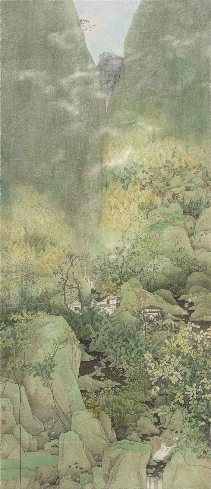 美术  翟明帅  楠溪峰高入云端  中国画  180cm×80cm  淮安 254009-011.jpg