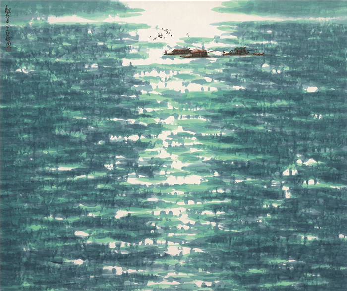 美术  丁观加  《渔歌》系列之一  中国画  96cm×114cm  镇江 254038.jpg