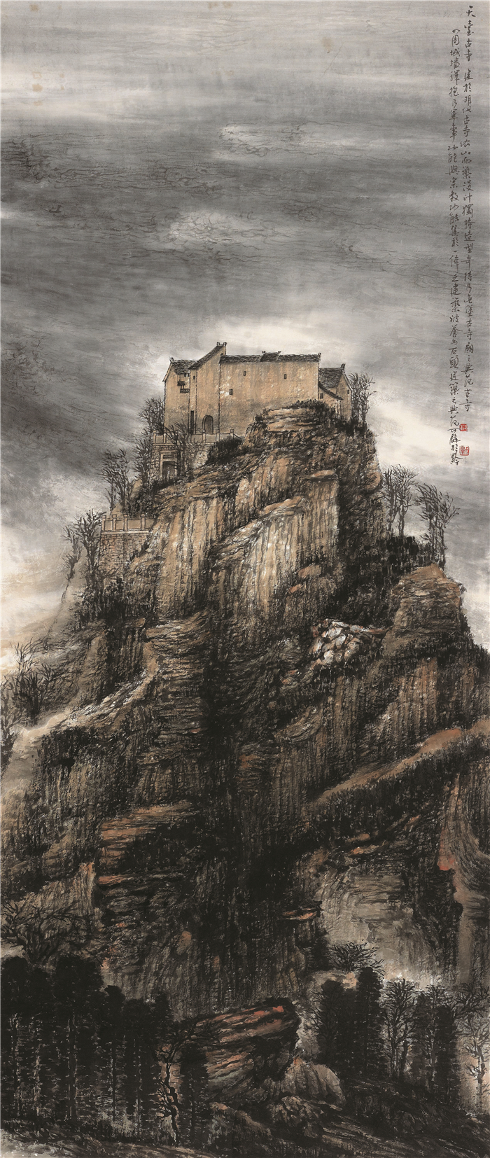 美术  江可群  天堂古寺（台）  中国画  178cm×76cm  常州  254252.jpg