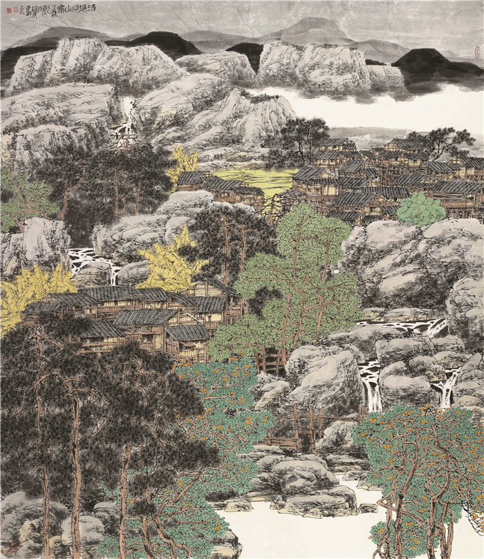 美术  李晓东  清溪绕山寨  中国画  144cm×124cm  盐城 254414.jpg