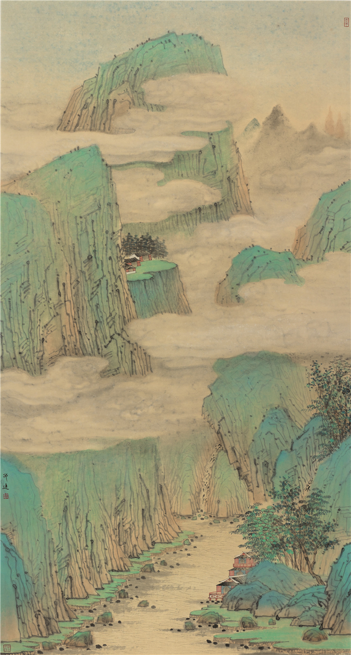 美术  邵连  春和景明图  中国画  180cm×97cm  南通  254285.jpg