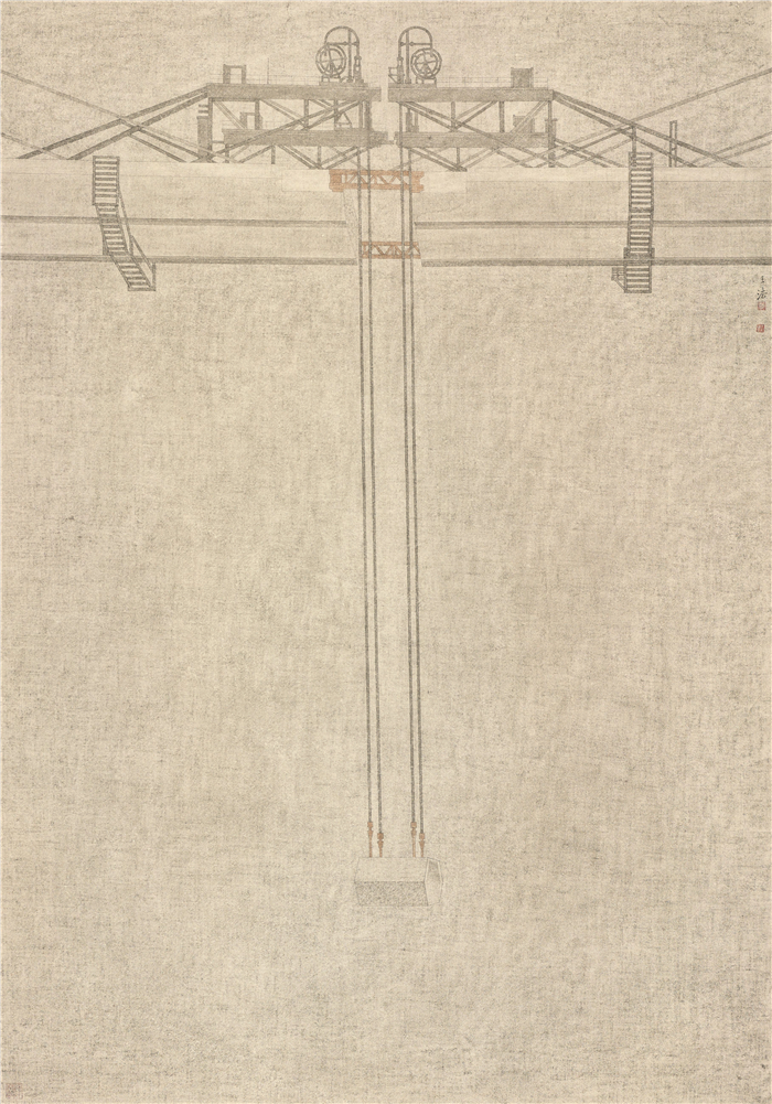 美术  王法  建设中的沪苏通大桥（之一）  中国画  200cm×140cm  南通  254225.jpg