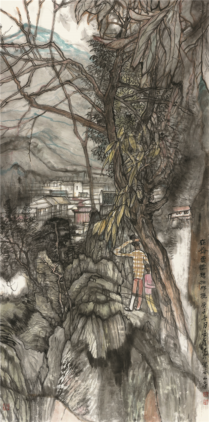 美术  徐文藻  在齐云怀念那拉提  中国画  140cm×70cm  泰州  254259.jpg