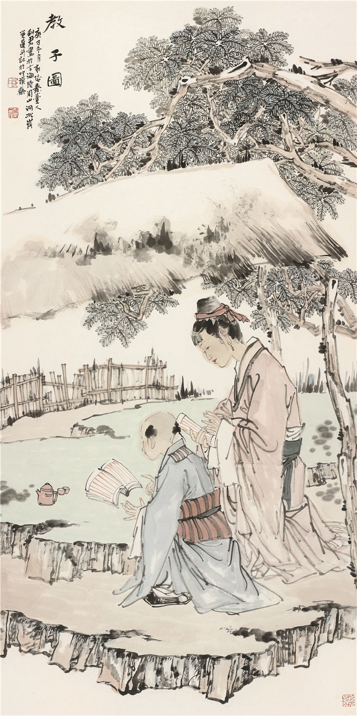 美术  郑剑君  教子图  中国画  136cm×68cm  泰州  254261.jpg