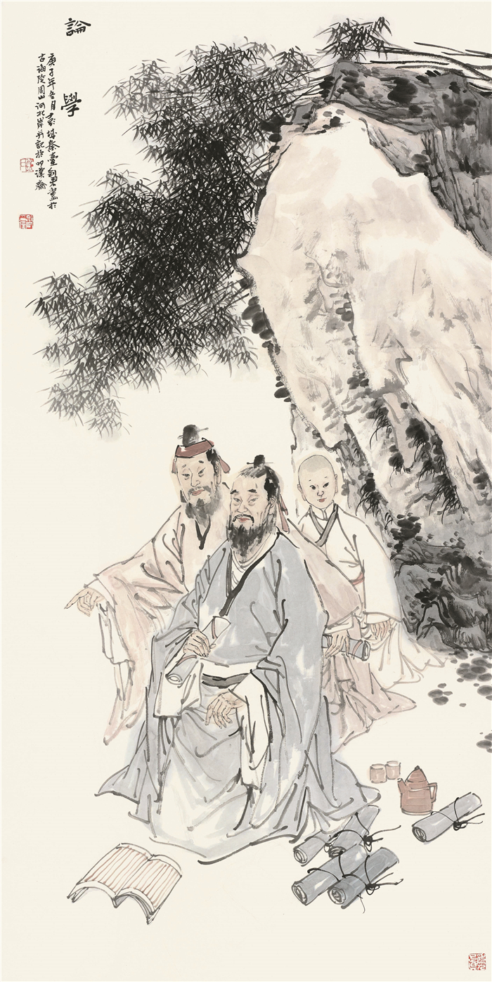 美术  郑剑君  论学  中国画  136cm×68cm  泰州 254429.jpg