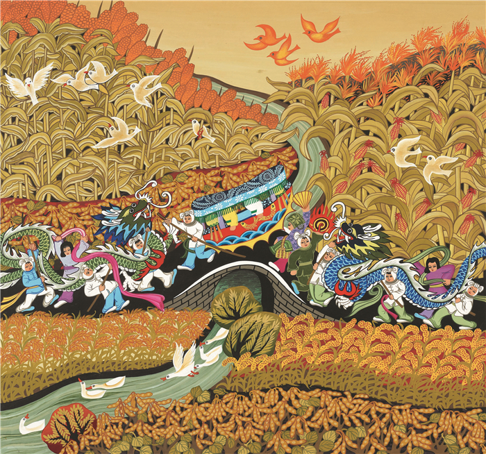 民间艺术  陈良成  民舞庆丰年  农民画  85cm×80cm  徐州  254217.jpg